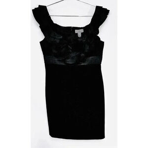 JS Collections Women's Black Sleeveless Ruffles Party Cocktail Mini Dress Size 8